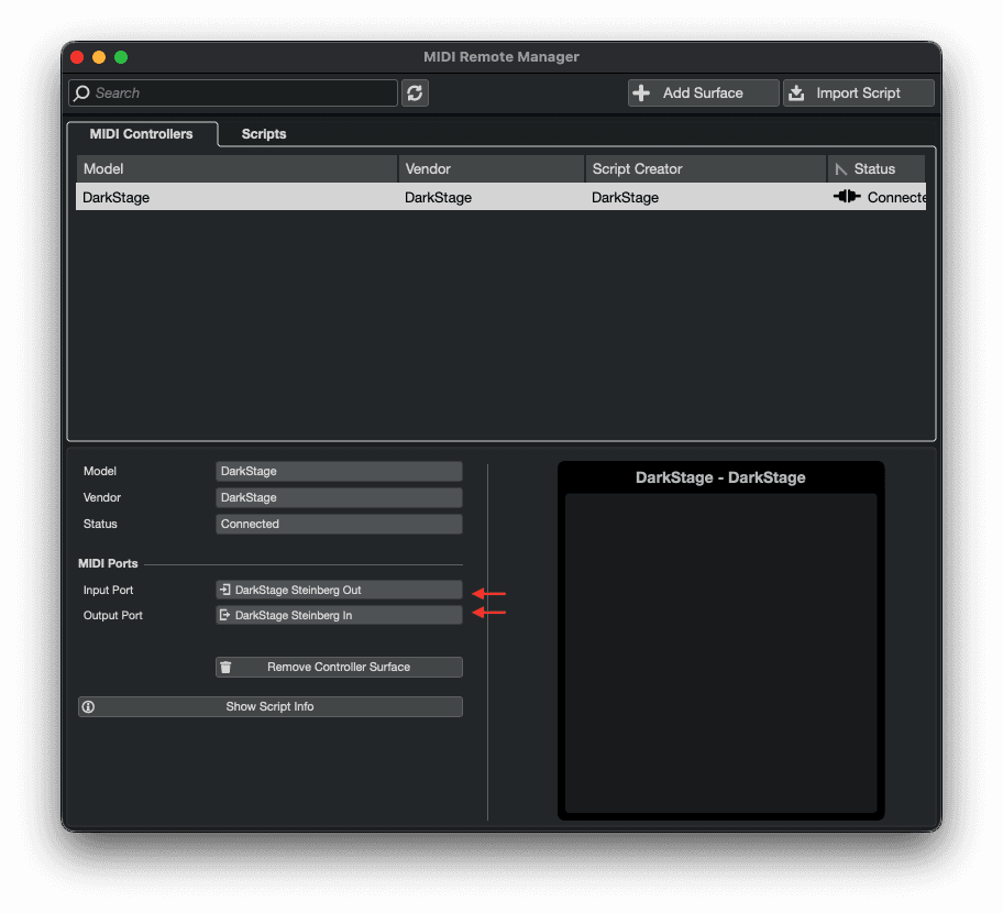 Cubase MIDI Remote panel