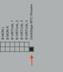 REAPER track MIDI hardware output list with DarkStage MTC Receive selected